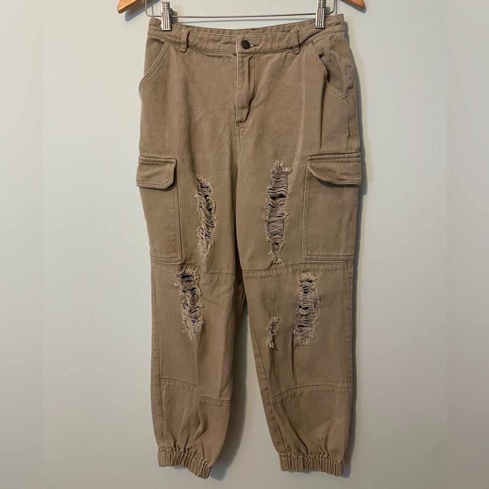 Hyfve Cargo Distressed Pants Light Green Size Small